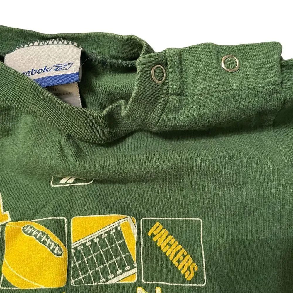 Reebok Green Bay Packers romper shorts bodysuit short sleeves 18 M